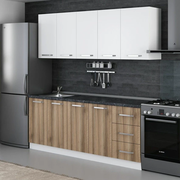 Minar 205 Cm Mutfak Dolabı Beyaz Dore 205-D1 - Resim 3