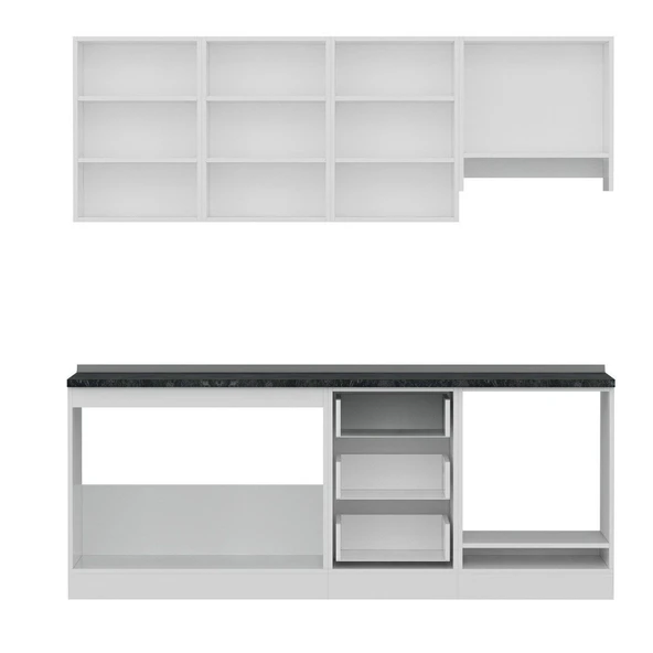 Minar 210 Cm Mutfak Dolabı Beyaz Antrasit 210-A8 - Resim 2