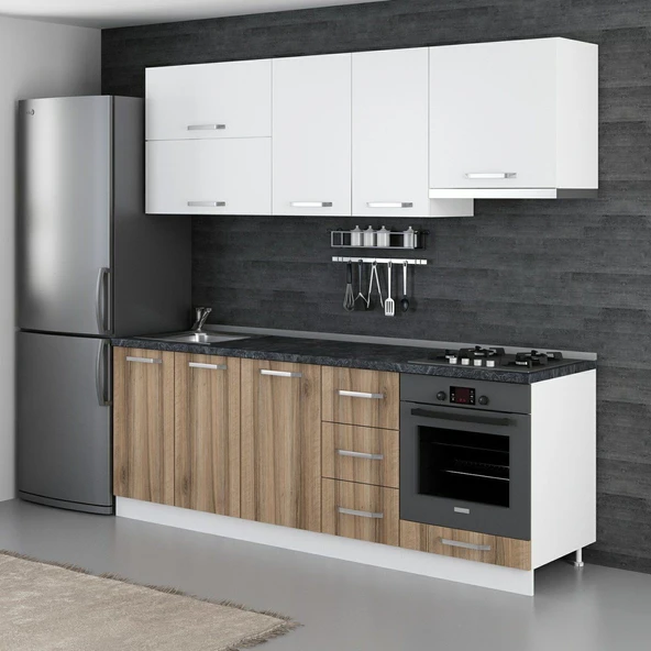 Minar 225 Cm Mutfak Dolabı Beyaz Dore 225-D5 - Resim 3