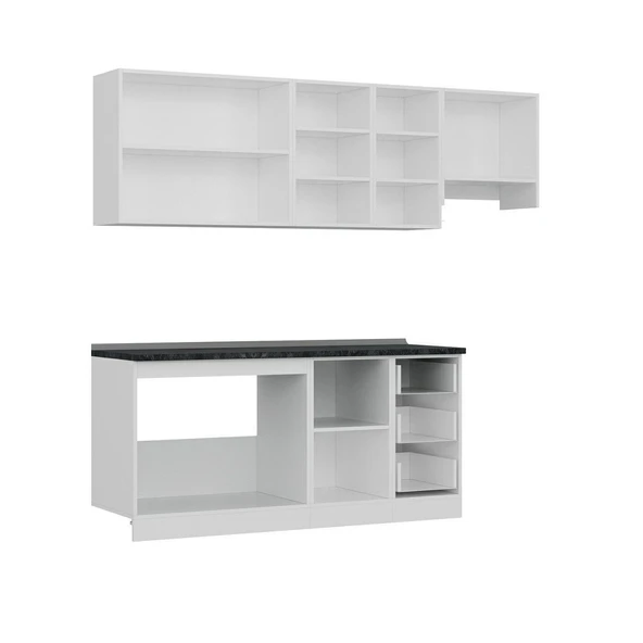 Minar 235 Cm Mutfak Dolabı Beyaz Antrasit 235-A7 - Resim 7