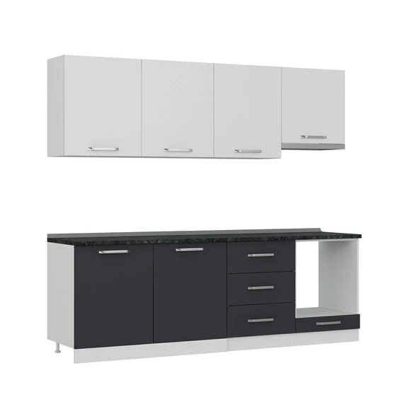 Minar 240 Cm Mutfak Dolabı Beyaz Antrasit 240-A9 - Resim 6