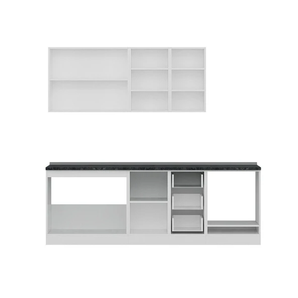 Minar 235 Cm Mutfak Dolabı Beyaz Antrasit 235-A6 - Resim 2