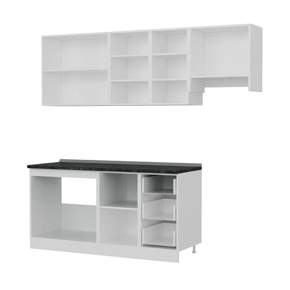 Minar 225 Cm Mutfak Dolabı Beyaz Dore 225-D4 - Resim 4