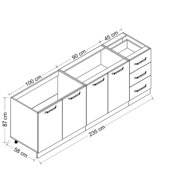 Minar 235 Cm Mutfak Dolabı Beyaz Dore 235-D1 - Resim 8