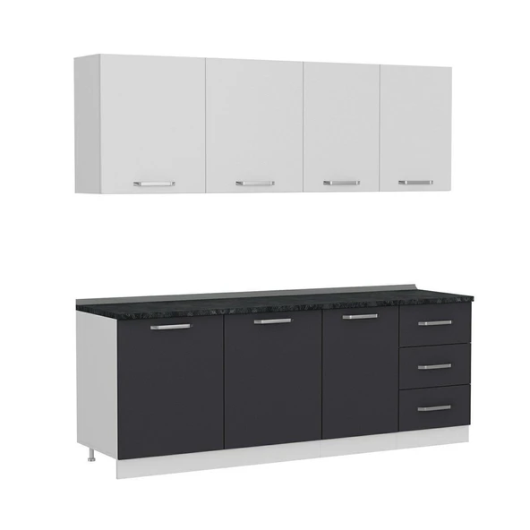 Minar 220 Cm Mutfak Dolabı Beyaz Antrasit 220-A1 - Resim 6