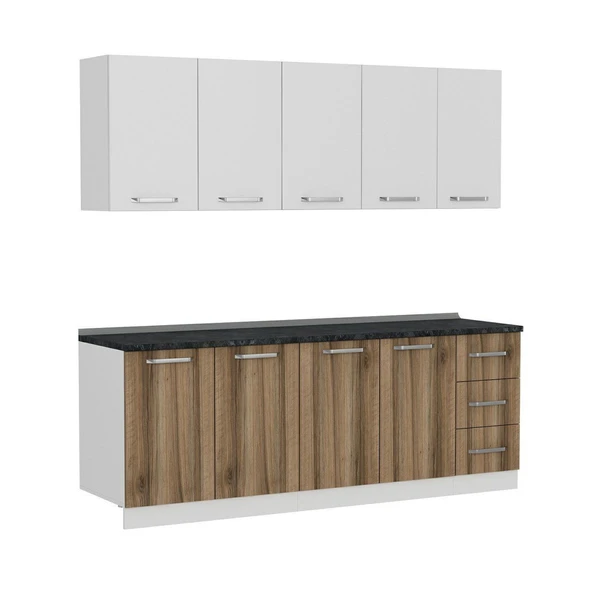 Minar 220 Cm Mutfak Dolabı Beyaz Dore 220-D3 - Resim 6