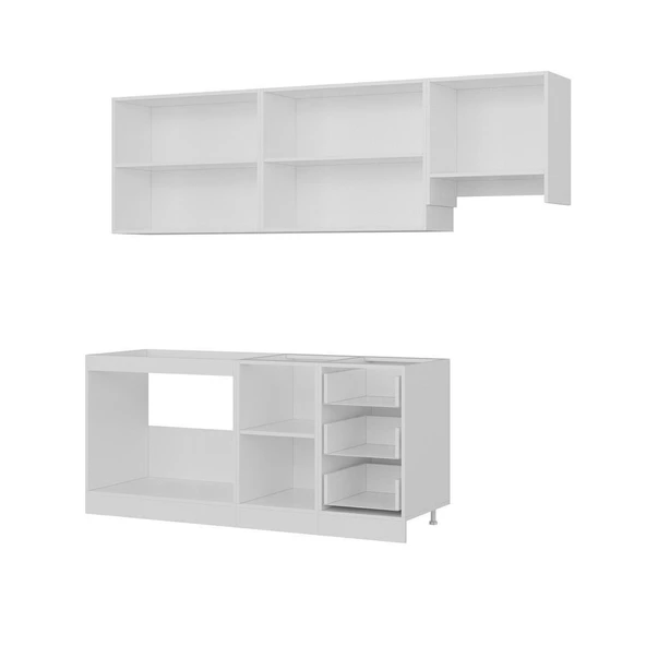 Minar 240 Cm Mutfak Dolabı Beyaz Dore 240-D5 - Resim 4