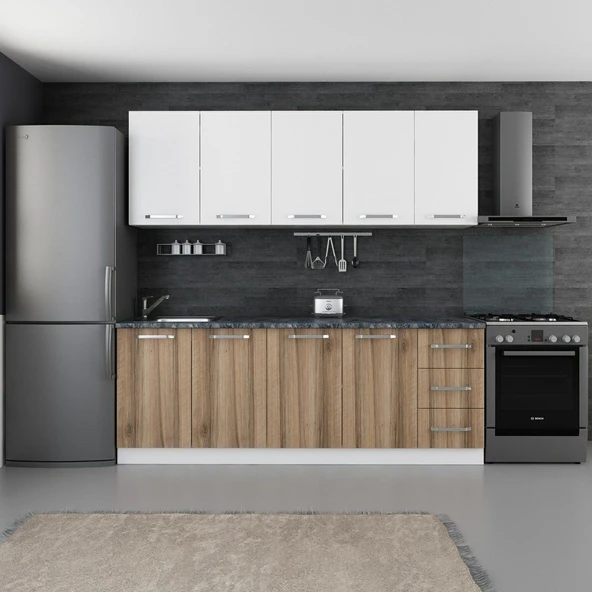 Minar 220 Cm Mutfak Dolabı Beyaz Dore 220-D3 ürün görseli 1