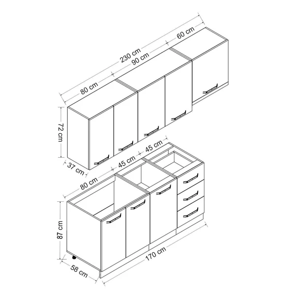 Minar 230 Cm Mutfak Dolabı Beyaz Dore 230-D7 - Resim 8
