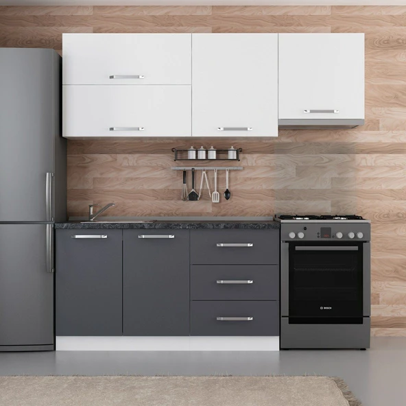 Minar 210 Cm Mutfak Dolabı Beyaz Antrasit 210-A4