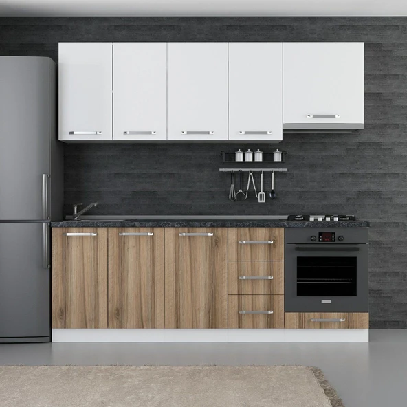 Minar 225 Cm Mutfak Dolabı Beyaz Dore 225-D8 ürün görseli