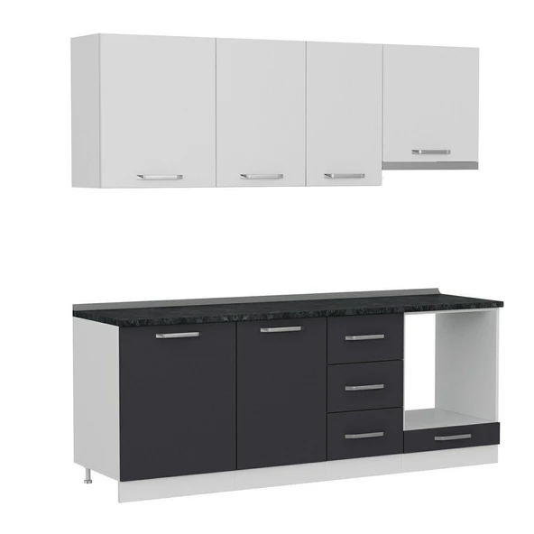 Minar 215 Cm Mutfak Dolabı Beyaz Antrasit 215-A5 - Resim 6