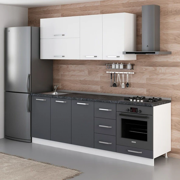 Minar 235 Cm Mutfak Dolabı Beyaz Antrasit 235-A6 - Resim 3