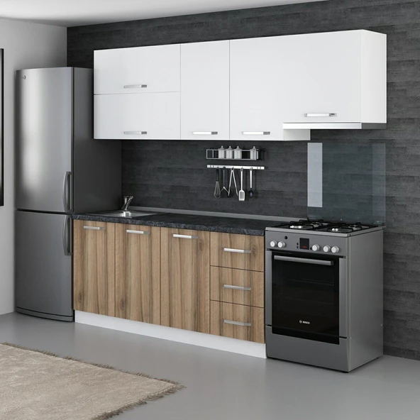 Minar 240 Cm Mutfak Dolabı Beyaz Dore 240-D5 - Resim 3