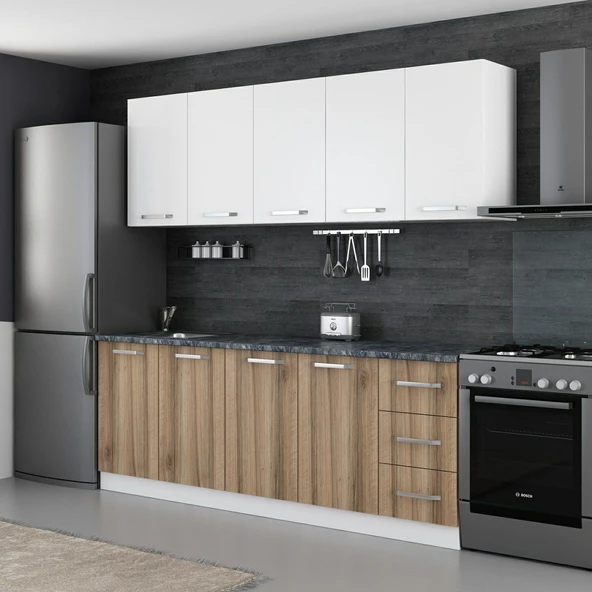 Minar 220 Cm Mutfak Dolabı Beyaz Dore 220-D3 - Resim 3