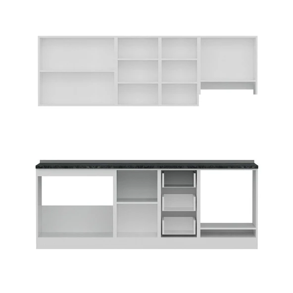 Minar 225 Cm Mutfak Dolabı Beyaz Dore 225-D8 - Resim 2