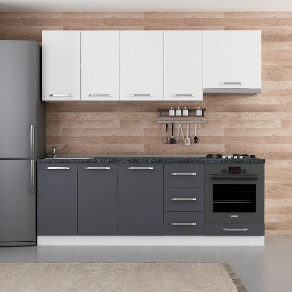 Minar 225 Cm Mutfak Dolabı Beyaz Antrasit 225-A8 ürün görseli