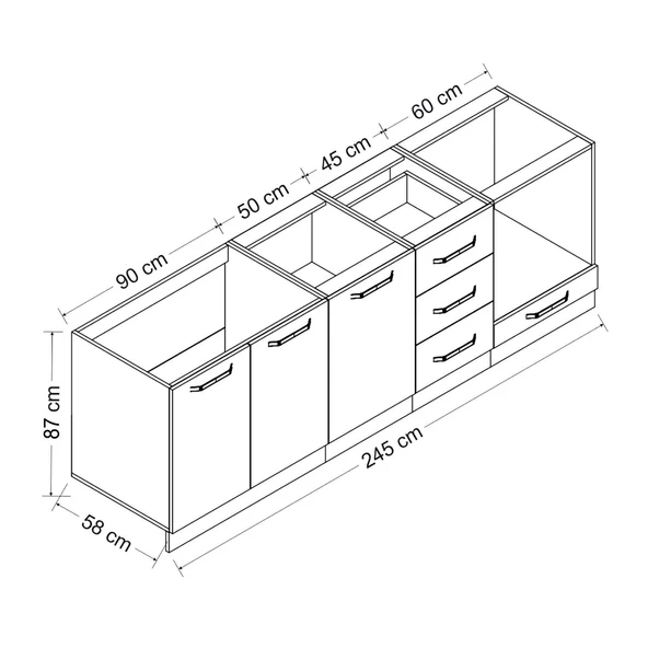 Minar 245 Cm Mutfak Dolabı Beyaz 245-B4 - Resim 8