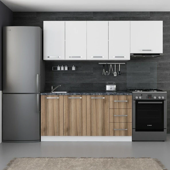 Minar 220 Cm Mutfak Dolabı Beyaz Dore 220-D5 ürün görseli 1