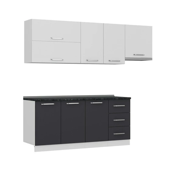 Minar 240 Cm Mutfak Dolabı Beyaz Antrasit 240-A5 - Resim 6