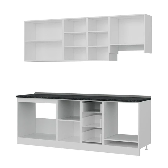 Minar 225 Cm Mutfak Dolabı Beyaz Antrasit 225-A8 - Resim 4