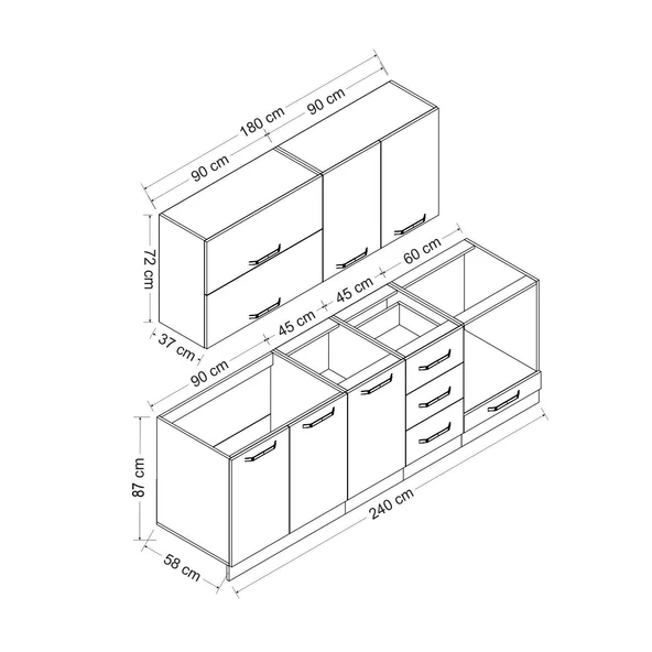 Minar 240 Cm Mutfak Dolabı Beyaz Dore 240-D4 - Resim 8