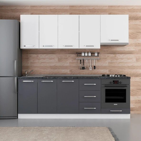 Minar 230 Cm Mutfak Dolabı Beyaz Antrasit 230-A8 ürün görseli