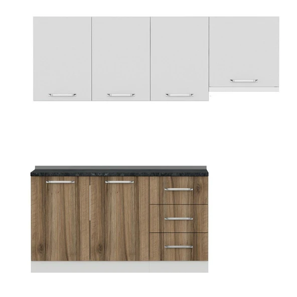 Minar 210 Cm Mutfak Dolabı Beyaz Dore 210-D7 - Resim 5