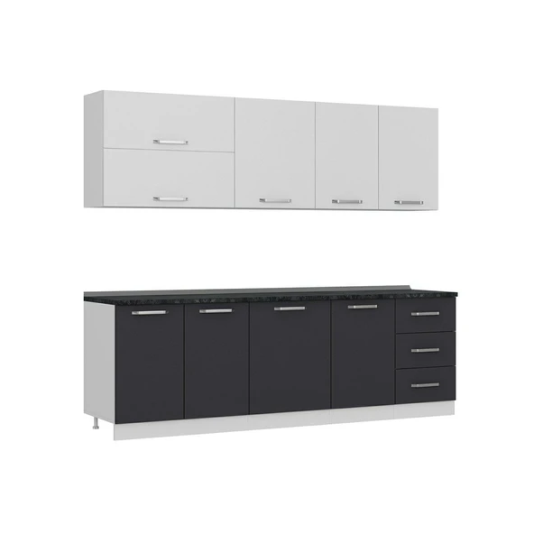 Minar 250 Cm Mutfak Dolabı Beyaz Antrasit 250-A1 - Resim 6