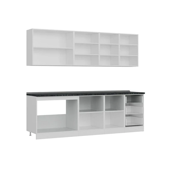 Minar 250 Cm Mutfak Dolabı Beyaz Antrasit 250-A1 - Resim 7