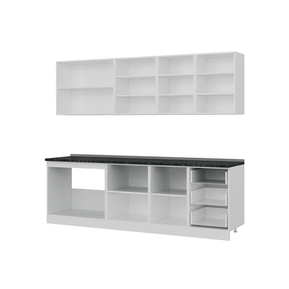 Minar 250 Cm Mutfak Dolabı Beyaz Antrasit 250-A1 - Resim 4