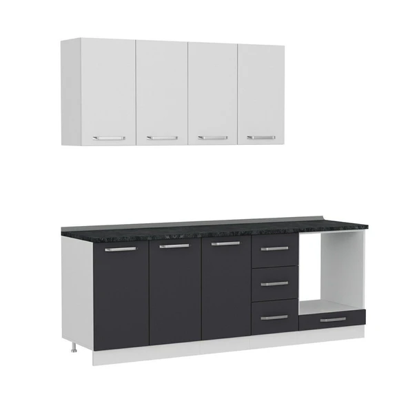 Minar 220 Cm Mutfak Dolabı Beyaz Antrasit 220-A4 - Resim 6