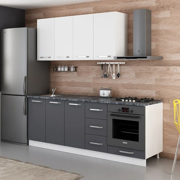 Minar 220 Cm Mutfak Dolabı Beyaz Antrasit 220-A4 - Resim 3