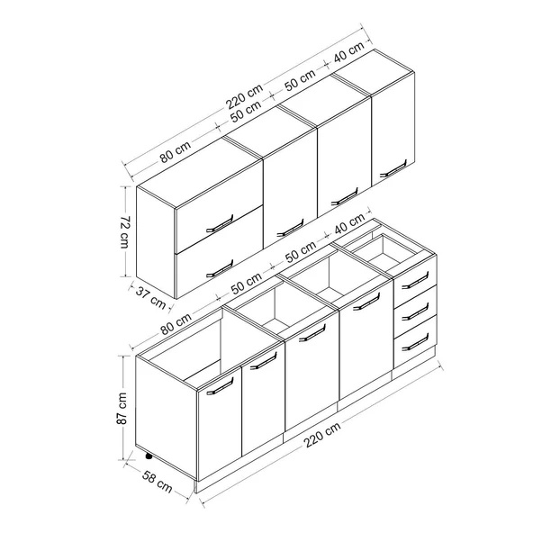 Minar 220 Cm Mutfak Dolabı Beyaz 220-B2 - Resim 8