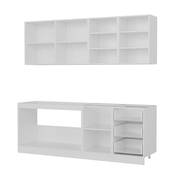 Minar 220 Cm Mutfak Dolabı Beyaz Dore 220-D1 - Resim 4