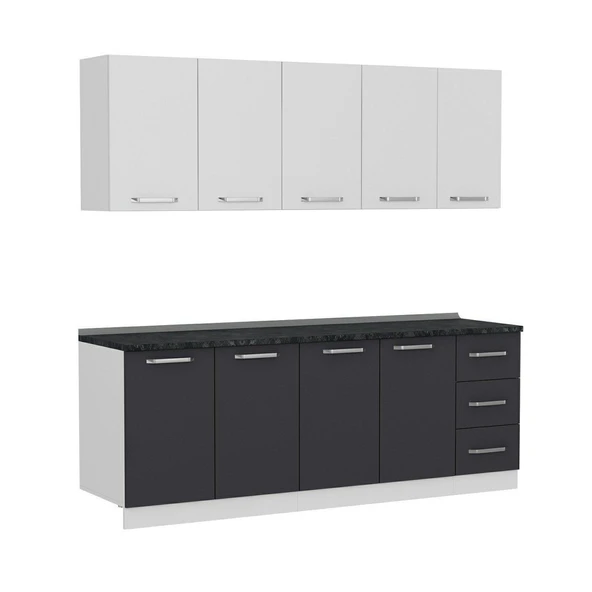 Minar 220 Cm Mutfak Dolabı Beyaz Antrasit 220-A3 - Resim 6