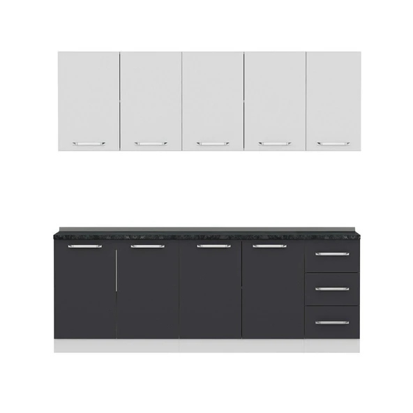 Minar 220 Cm Mutfak Dolabı Beyaz Antrasit 220-A3 - Resim 5