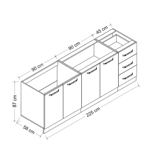 Minar 225 Cm Mutfak Dolabı Beyaz Dore 225-D2 - 8