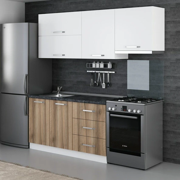 Minar 210 Cm Mutfak Dolabı Beyaz Dore 210-D4 - Resim 3