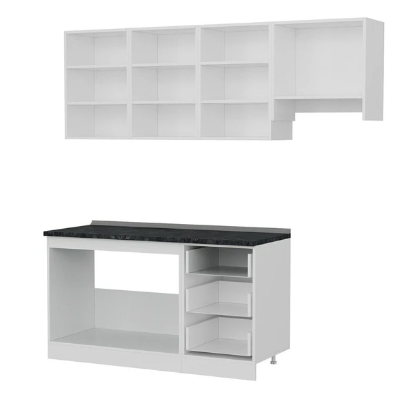 Minar 210 Cm Mutfak Dolabı Beyaz Dore 210-D7 - Resim 4