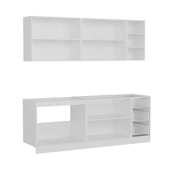 Minar 220 Cm Mutfak Dolabı Beyaz Antrasit 220-A3 - Resim 7