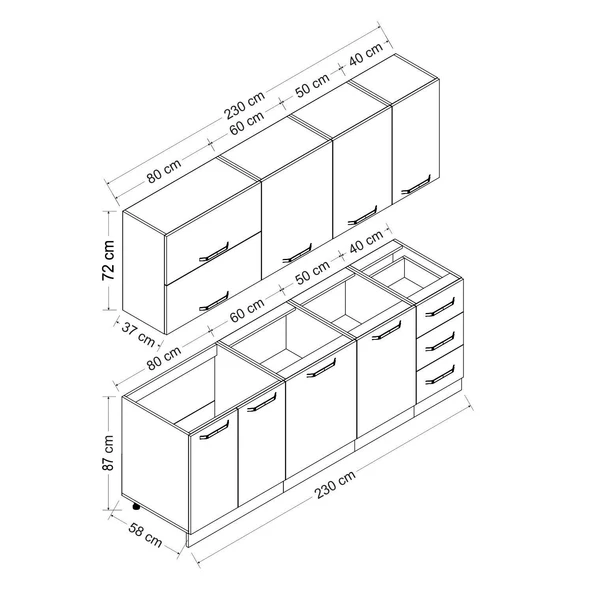 Minar 230 Cm Mutfak Dolabı Beyaz 230-B2 - Resim 8