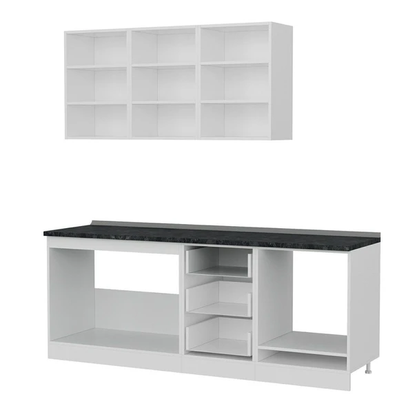 Minar 210 Cm Mutfak Dolabı Beyaz Dore 210-D6 - Resim 4