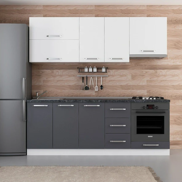 Minar 220 Cm Mutfak Dolabı Beyaz Antrasit 220-A9 ürün görseli