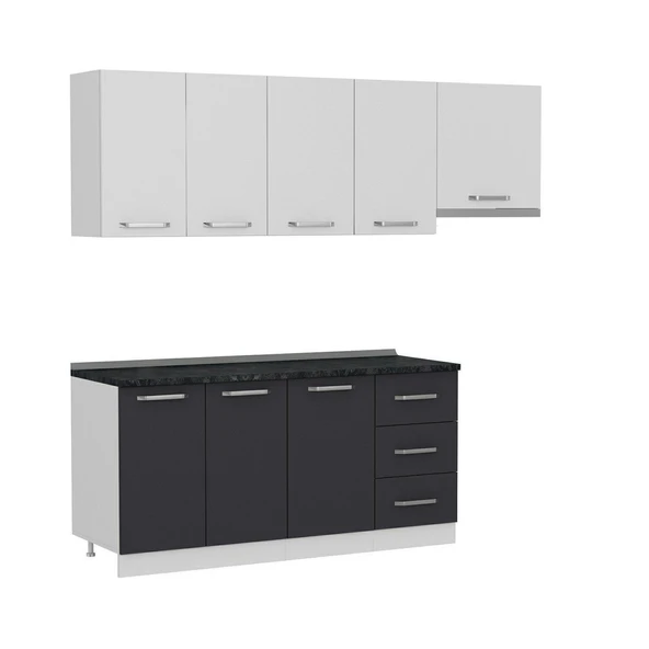 Minar 230 Cm Mutfak Dolabı Beyaz Antrasit 230-A7 - Resim 6