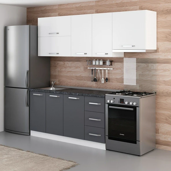 Minar 225 Cm Mutfak Dolabı Beyaz Antrasit 225-A4 - Resim 3