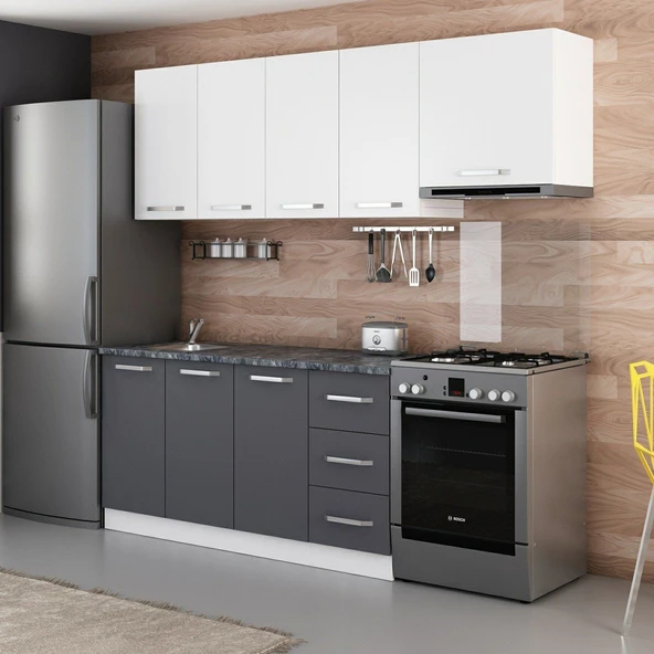 Minar 220 Cm Mutfak Dolabı Beyaz Antrasit 220-A5 - Resim 3