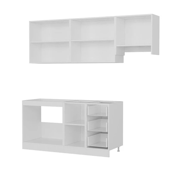 Minar 220 Cm Mutfak Dolabı Beyaz Antrasit 220-A5 - Resim 4