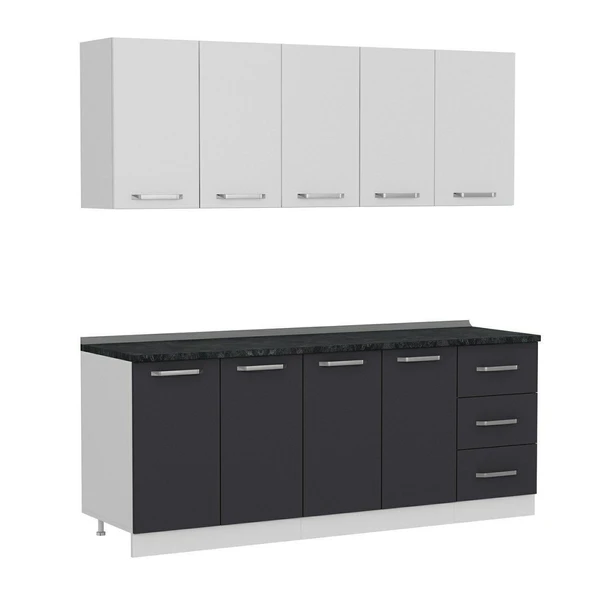 Minar 205 Cm Mutfak Dolabı Beyaz Antrasit 205-A1 - Resim 6