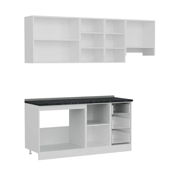 Minar 225 Cm Mutfak Dolabı Beyaz Antrasit 225-A7 - Resim 7